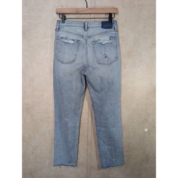 Abercrombie & Fitch Boyfriend Jeans Womens 25/0 Mid Rise Distressed Raw Hem Blue - Picture 3 of 12